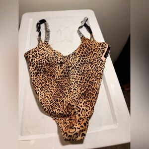 Victoria's Secret Leopard Print Bodysuit with Sparkling Straps